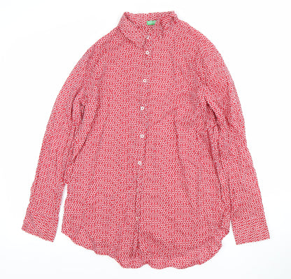 Womens UK Size S United Colors of Benetton Red Basic Button-Up