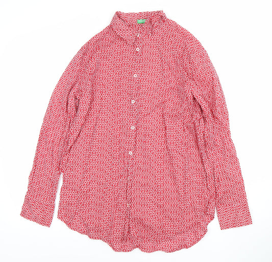 Womens UK Size S United Colors of Benetton Red Basic Button-Up
