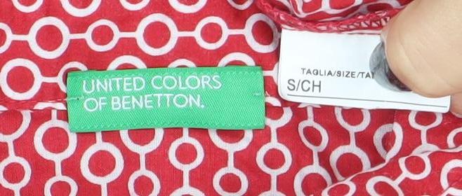 Womens UK Size S United Colors of Benetton Red Basic Button-Up