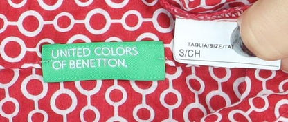 Womens UK Size S United Colors of Benetton Red Basic Button-Up