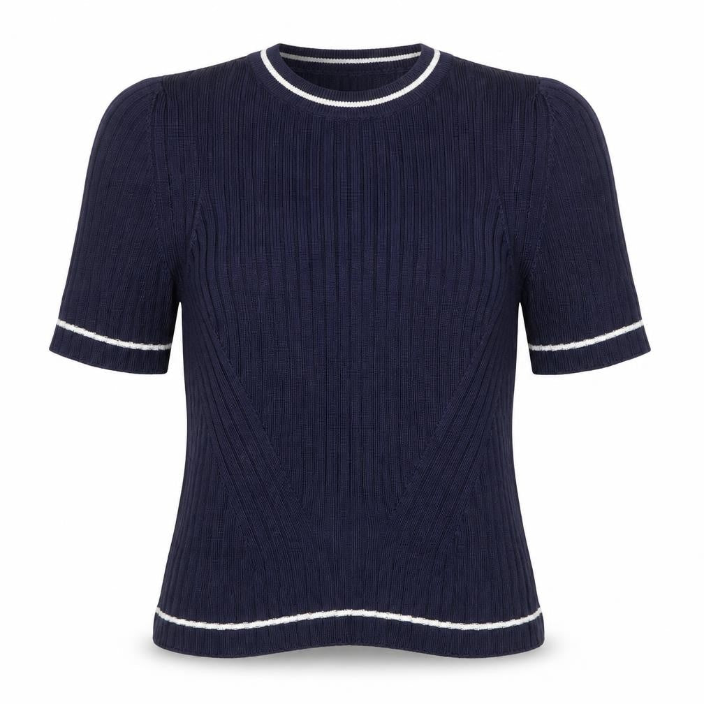 Womens UK Size S Zara Knit Blue Basic T-Shirt
