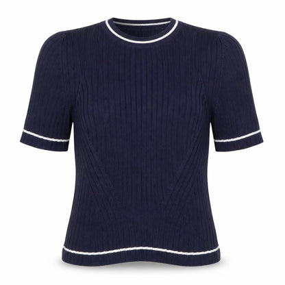 Womens UK Size S Zara Knit Blue Basic T-Shirt