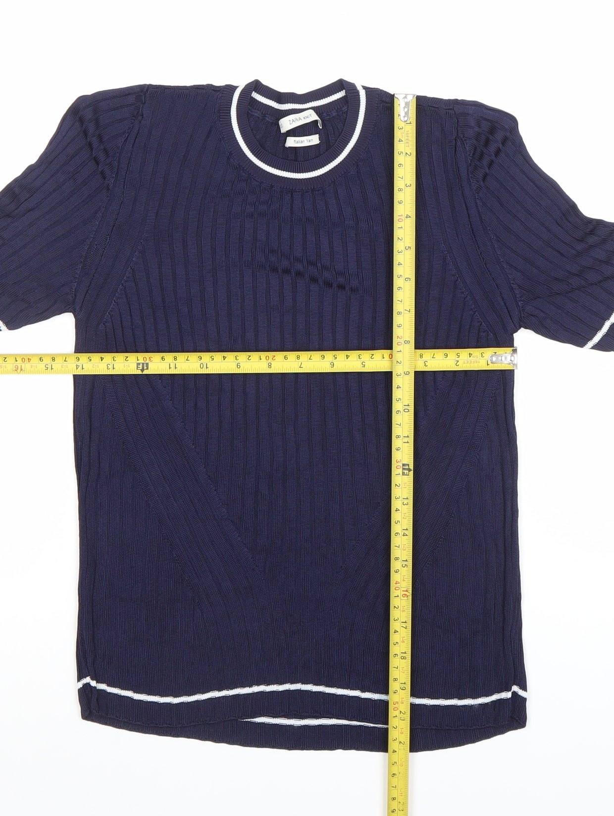 Womens UK Size S Zara Knit Blue Basic T-Shirt