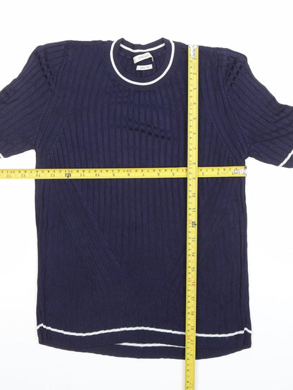 Womens UK Size S Zara Knit Blue Basic T-Shirt