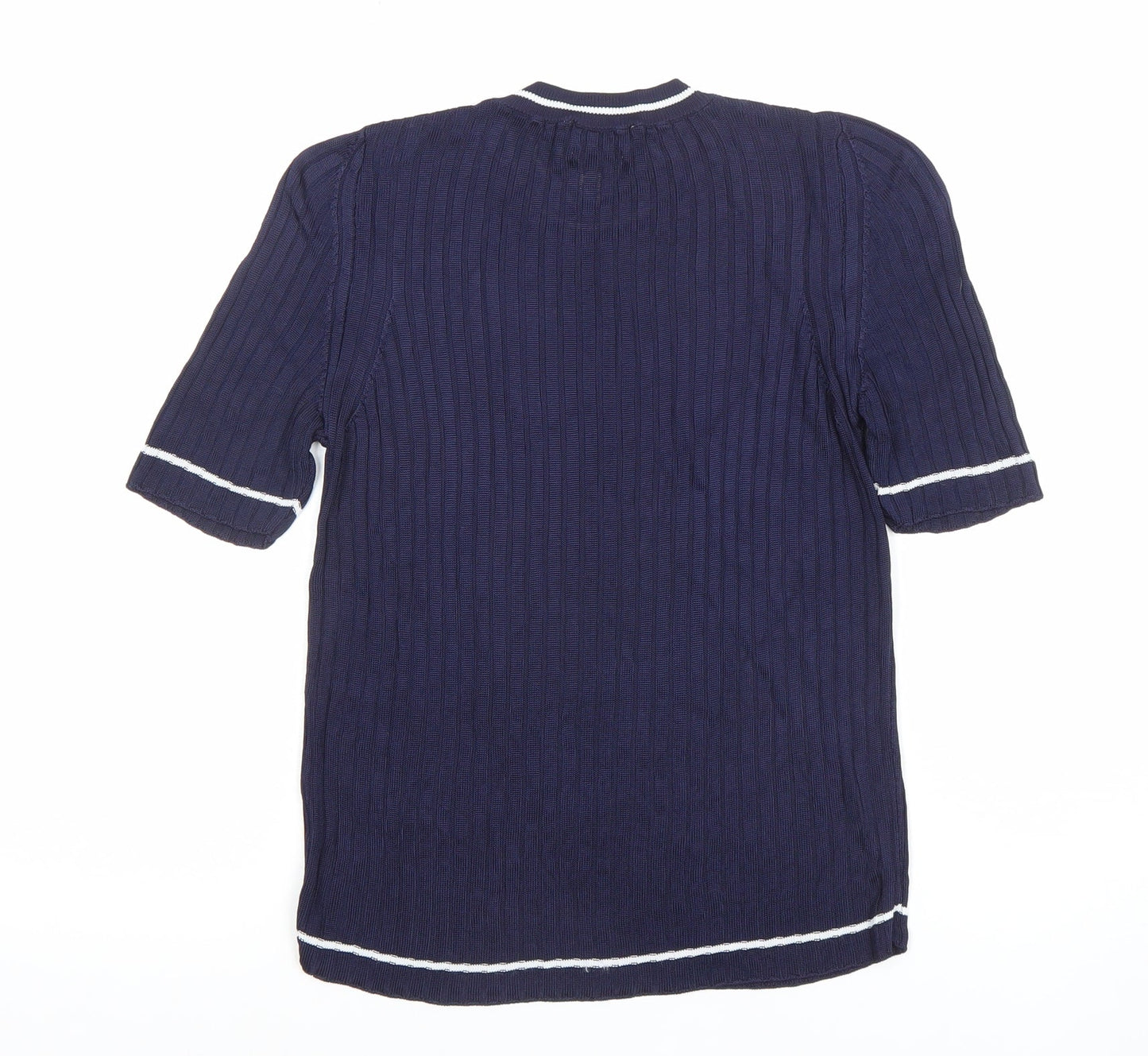 Womens UK Size S Zara Knit Blue Basic T-Shirt