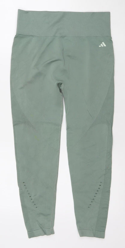 Adidas Womens Green Seamless Leggings M Compression Stretch Fitness