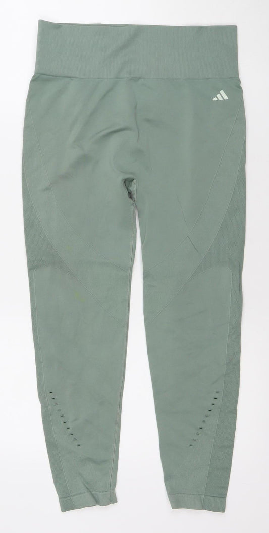 Adidas Womens Green Seamless Leggings M Compression Stretch Fitness