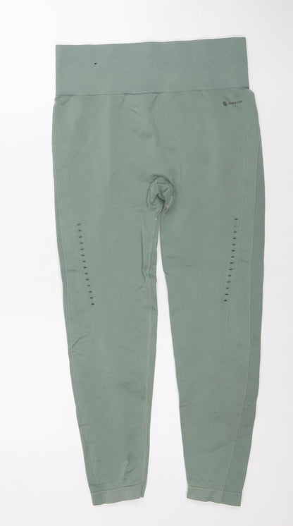 Adidas Womens Green Seamless Leggings M Compression Stretch Fitness