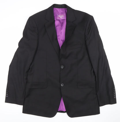 Benetti Men's Black 38R Regular Fit Classic Single Breasted Blazer