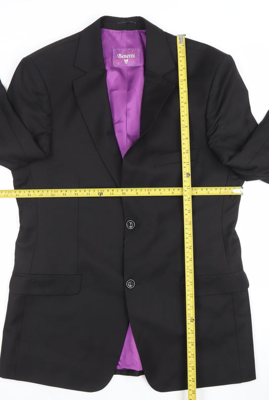 Benetti Men's Black 38R Regular Fit Classic Single Breasted Blazer