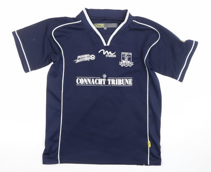 Mass Boys Blue XS Jersey Football Top Galway United V-Neck Short Sleeve