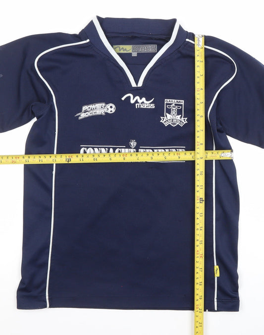 Mass Boys Blue XS Jersey Football Top Galway United V-Neck Short Sleeve