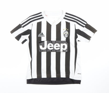 Adidas Boys Juventus Black & White Striped Football Jersey T-Shirt 9-10 Years