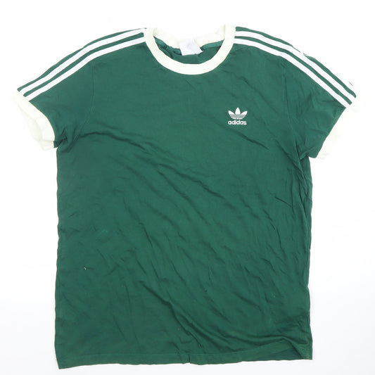 adidas Men's Green Short Sleeve Crew Neck Retro Sports T-Shirt Size M