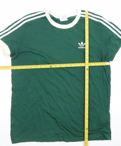 adidas Men's Green Short Sleeve Crew Neck Retro Sports T-Shirt Size M