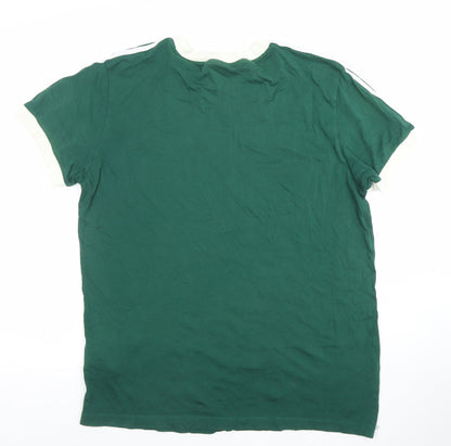 adidas Men's Green Short Sleeve Crew Neck Retro Sports T-Shirt Size M