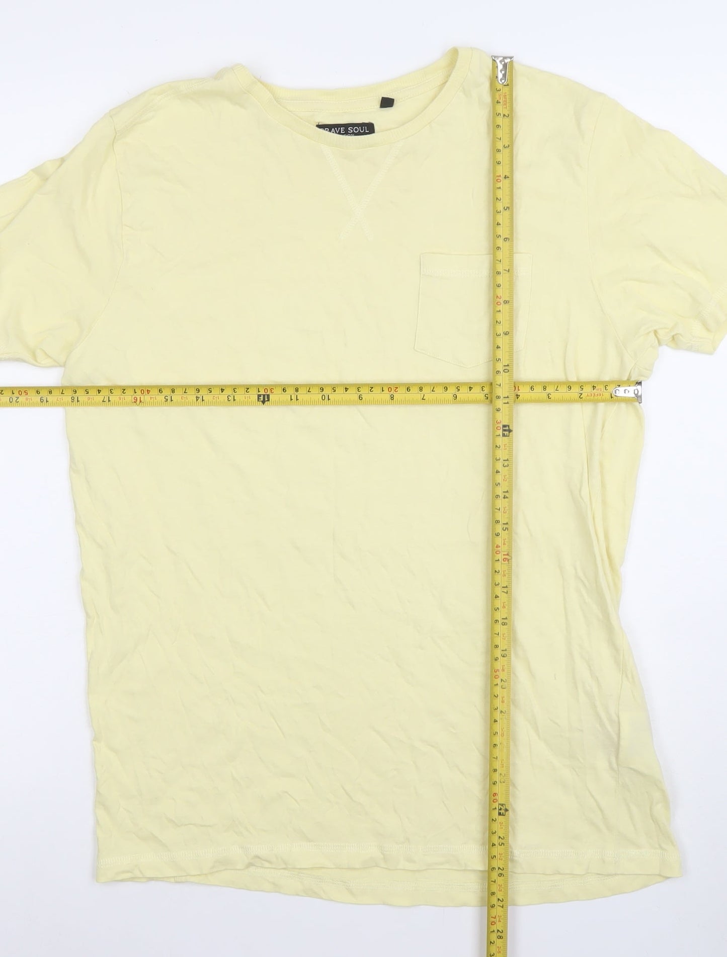 Mens UK Size M Brave Soul Yellow  T-Shirt