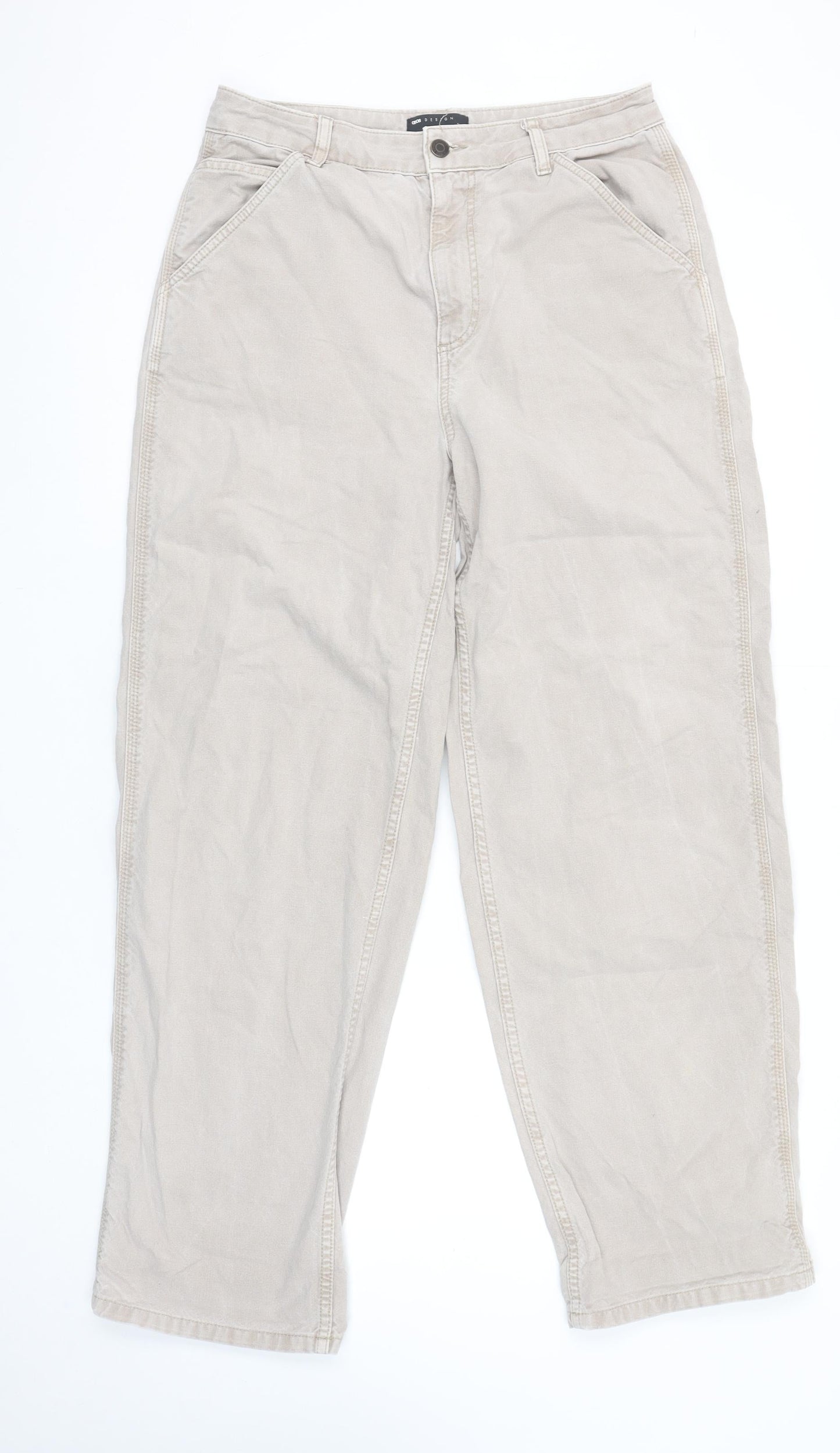 Womens UK Size 12 ASOS DESIGN Regular Fit Straight Beige Jeans