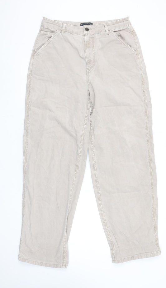 Womens UK Size 12 ASOS DESIGN Regular Fit Straight Beige Jeans