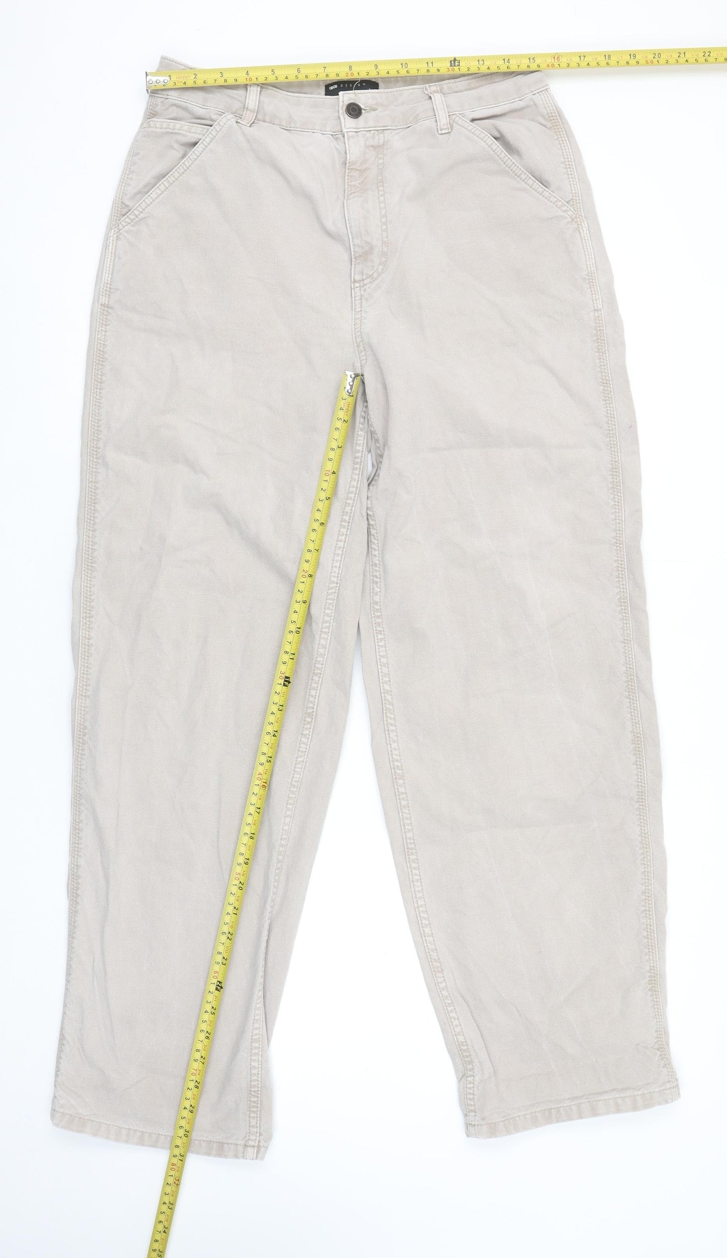 Womens UK Size 12 ASOS DESIGN Regular Fit Straight Beige Jeans