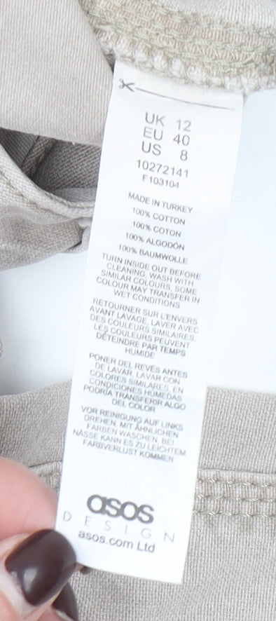Womens UK Size 12 ASOS DESIGN Regular Fit Straight Beige Jeans