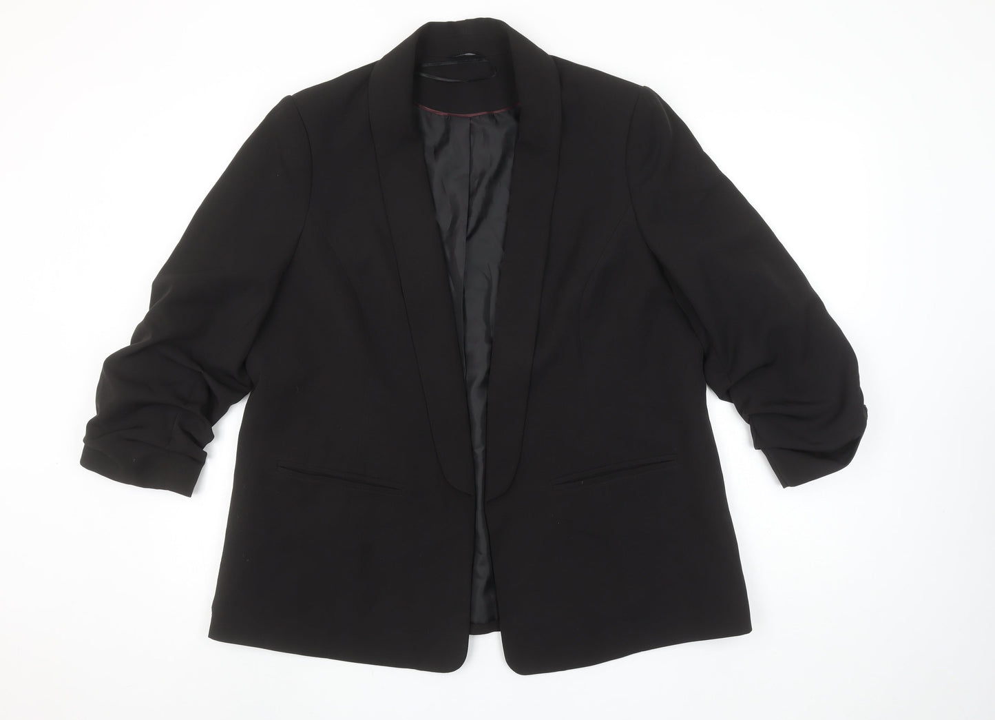 M&Co Women Black Shawl Lapel Blazer Size 18 Polyester Blend