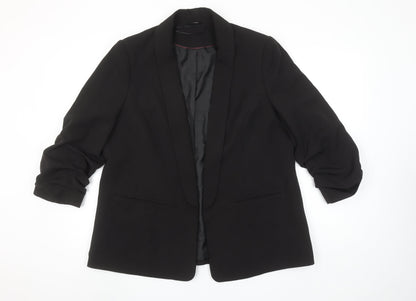 M&Co Women Black Shawl Lapel Blazer Size 18 Polyester Blend