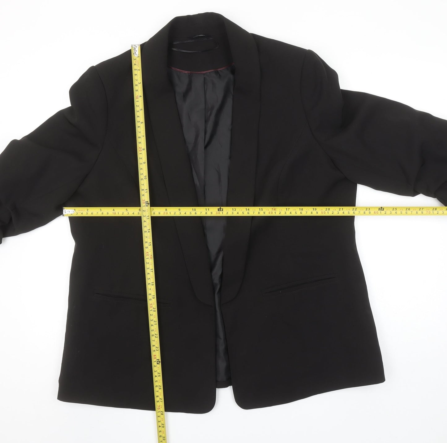 M&Co Women Black Shawl Lapel Blazer Size 18 Polyester Blend