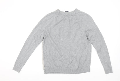GAP Womens Grey Cotton Crew Neck Regular Fit Jumper Size S