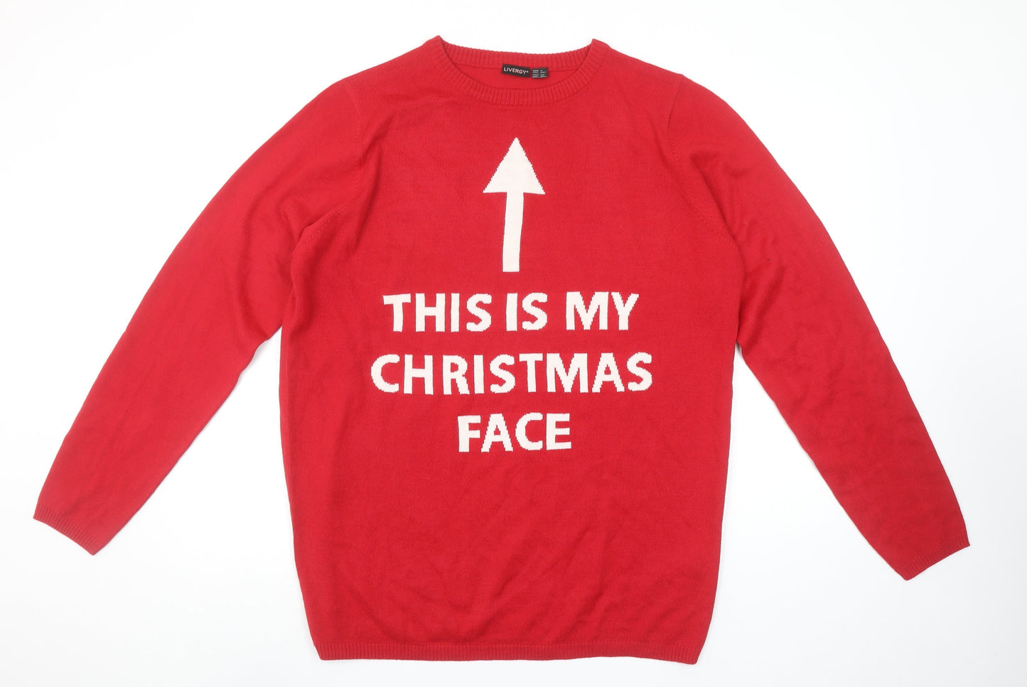 Livergy Men's Red Christmas Graphic Pullover Jumper Size L