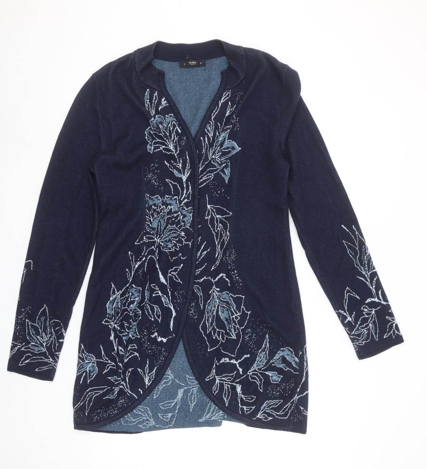 Womens UK Size 8 IVKO Blue Cardigan Jumper