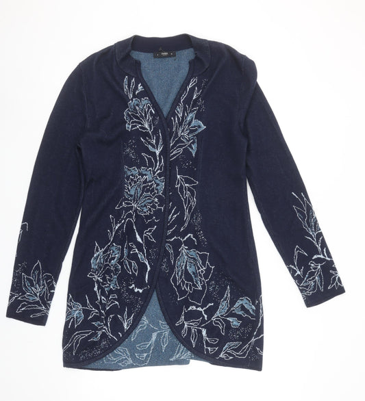 Womens UK Size 8 IVKO Blue Cardigan Jumper