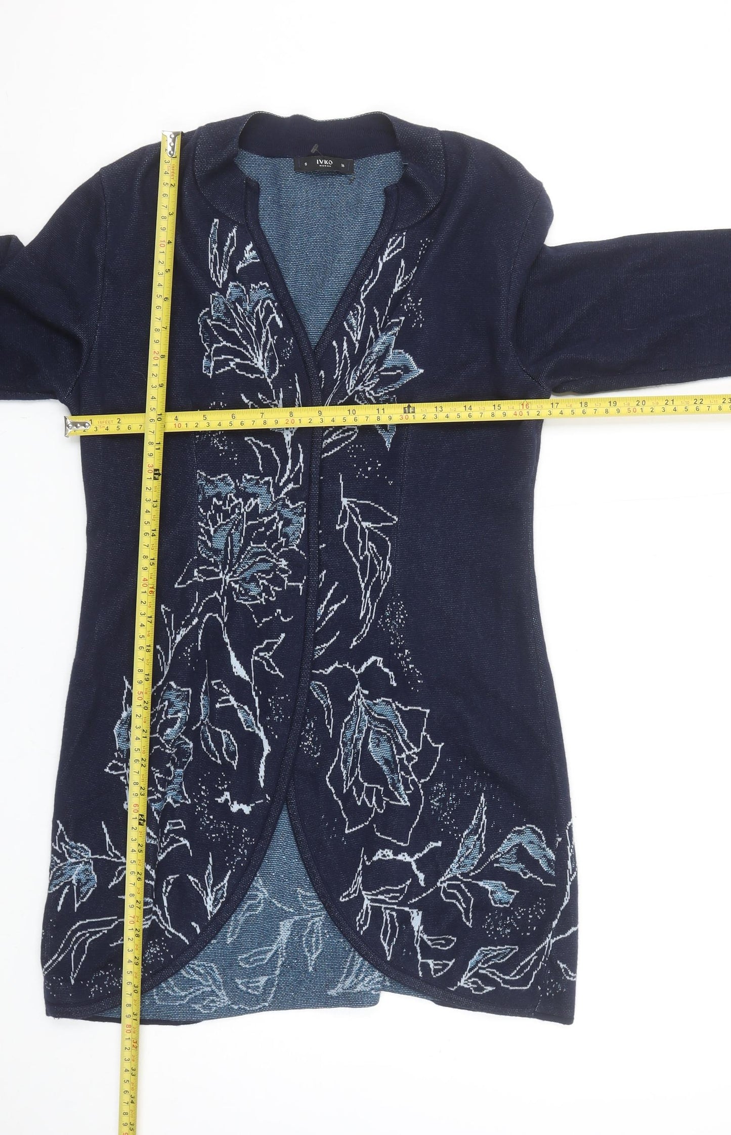 Womens UK Size 8 IVKO Blue Cardigan Jumper