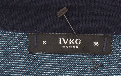 Womens UK Size 8 IVKO Blue Cardigan Jumper