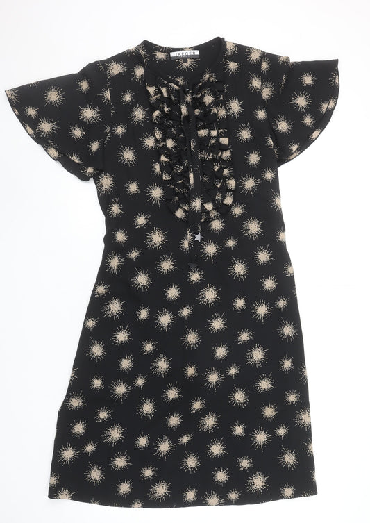 Jaeger Women’s Black Silk Ruffle Shift Dress Size 12