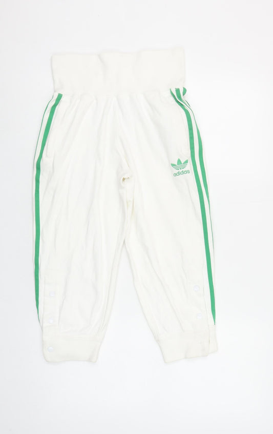 Adidas Women's White Track Pants Size 8 Elastic Waist Joggers