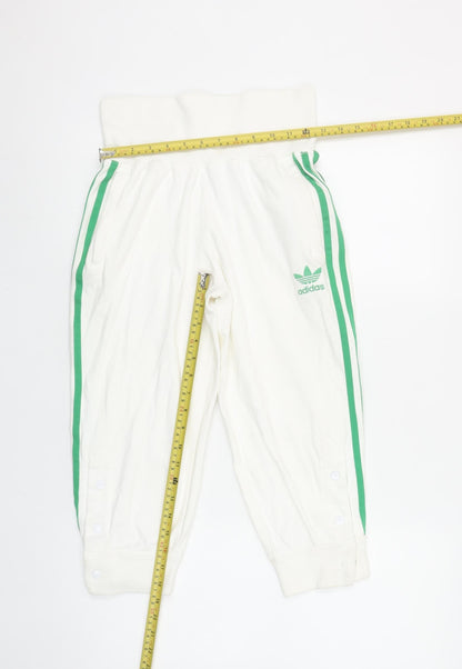 Adidas Women's White Track Pants Size 8 Elastic Waist Joggers