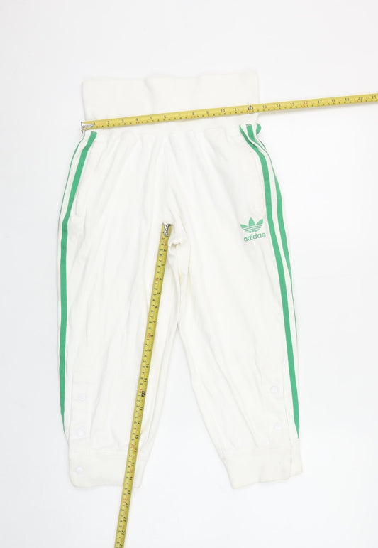 Adidas Women's White Track Pants Size 8 Elastic Waist Joggers