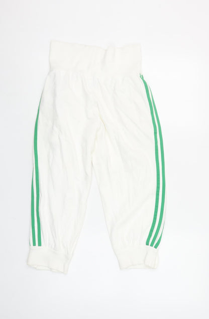 Adidas Women's White Track Pants Size 8 Elastic Waist Joggers