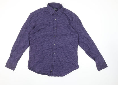 Blazer Men's Purple Floral Cotton Long Sleeve Casual Shirt M