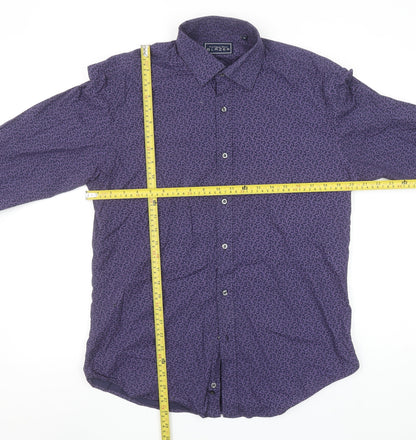 Blazer Men's Purple Floral Cotton Long Sleeve Casual Shirt M