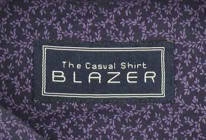 Blazer Men's Purple Floral Cotton Long Sleeve Casual Shirt M