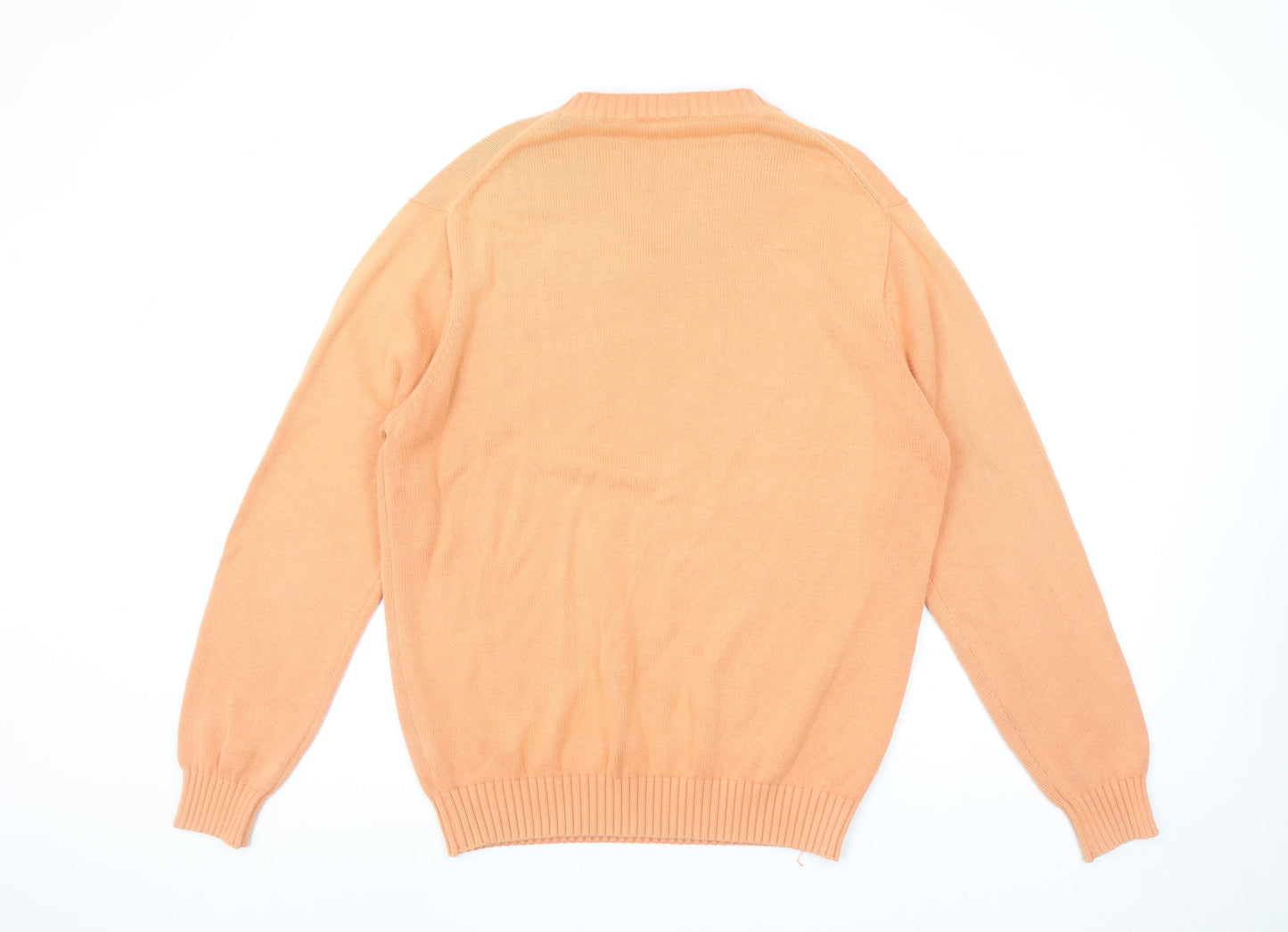 Lacoste Mens Orange Cotton V-Neck Pullover Jumper M