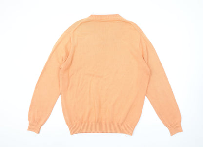 Lacoste Mens Orange Cotton V-Neck Pullover Jumper M