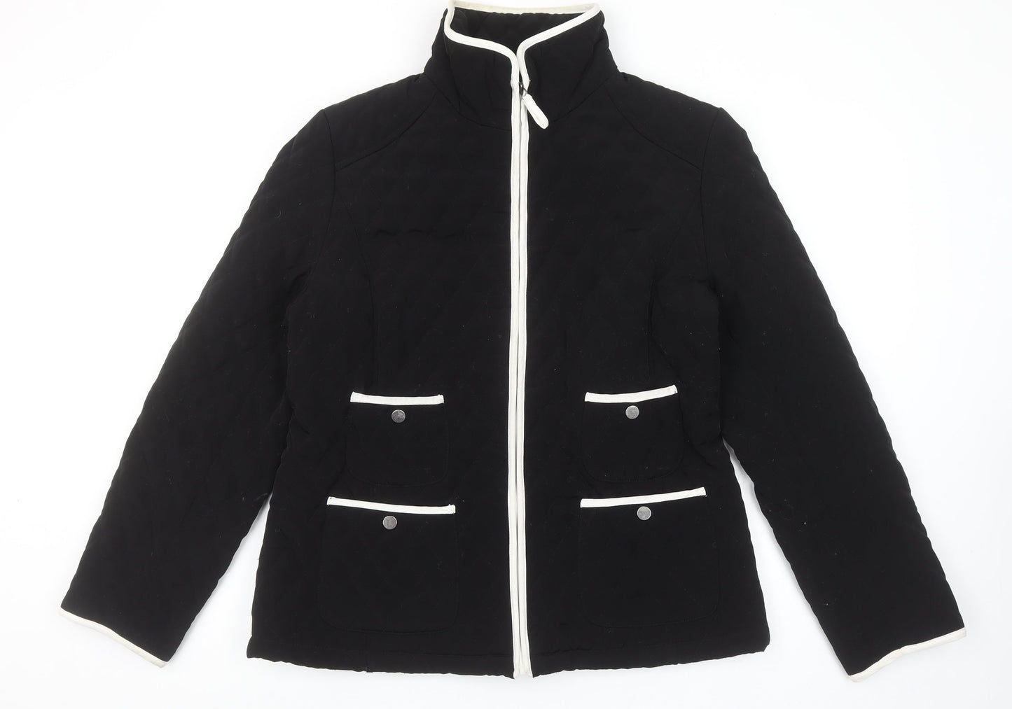 Womens UK Size 14 Gallery Black Quilted Coat
