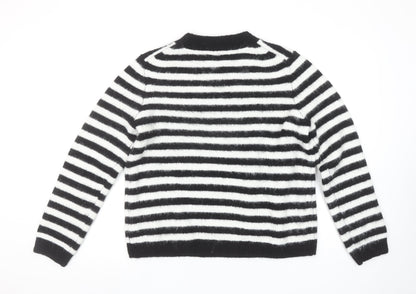 Primark Women Black & White Striped Paris Crew Neck Pullover Jumper Size M