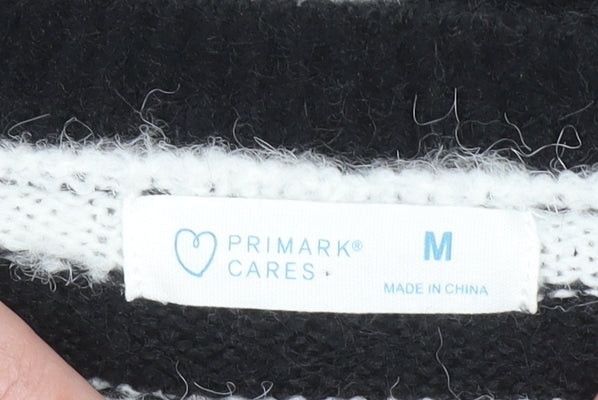 Primark Women Black & White Striped Paris Crew Neck Pullover Jumper Size M