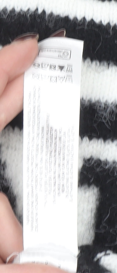 Primark Women Black & White Striped Paris Crew Neck Pullover Jumper Size M