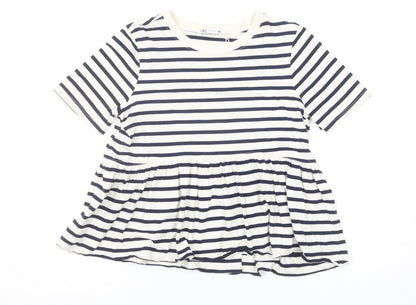 Zara Women Multicoloured Striped Relaxed Cotton Tunic T-Shirt S