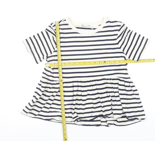 Zara Women Multicoloured Striped Relaxed Cotton Tunic T-Shirt S
